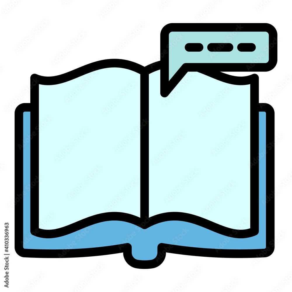 Poster interactive learning open book icon. outline interactive learning open book vector icon for web desi