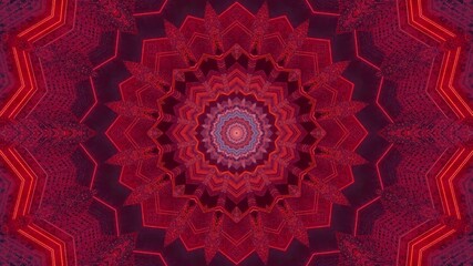 Red kaleidoscopic floral ornament 3d illustration