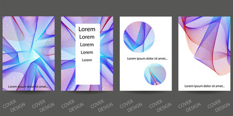 Abstract minimal geometric backgrounds set.Colorful geometric pattern with wavy texture on white . For printing on covers, banners, sales, flyers. Modern design. Vector. EPS10