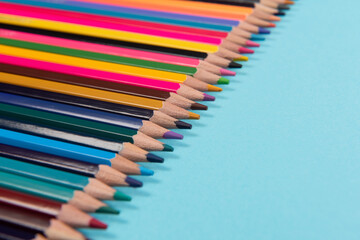 Color pencils  on blue background