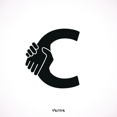 Hand Shake Incorporated in Letter C Concept.