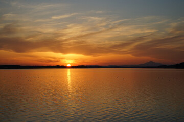 涸沼の夕景