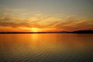 涸沼の夕景