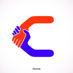 Hand Shake Incorporated in Letter C Concept.