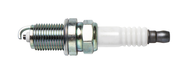 New automobile spark plug isolated on white. Ready for clipping path.
