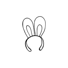 Fototapeta premium Doodle with bunny ears. Hand drawn childrens illustration