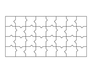 Unusual Blank Jigsaw Puzzle 32 pieces. Simple line art style for printing and web. Geometric triangle style. Stock vector illustration