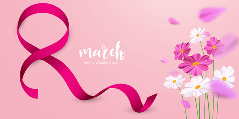 8 March. Happy Mother's Day. with flower holiday background - Vector