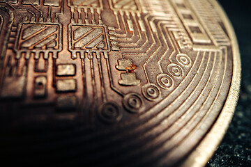 Close up photo of bitcoin crypto currency