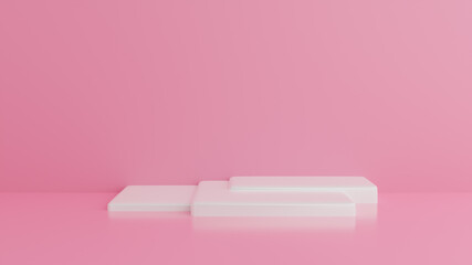 white podium minimal Pink wall.Abstract background. 3d rendering.