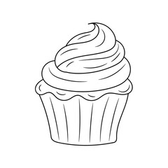 Cupcake outline vector sign, linear style pictogram  vector illustration, isolated on white 