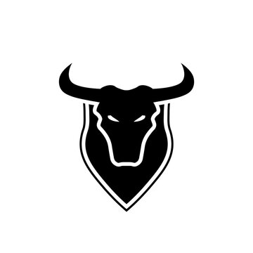 recommend clip art: Bull head with horns. Buffalo face logo isolated on white background