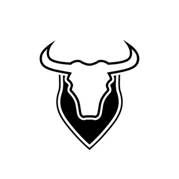 recommend clip art: Bull head with horns. Buffalo face logo isolated on white background
