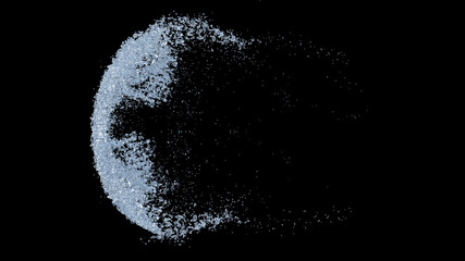 Water Splash with droplets on black background. 3d illustration.