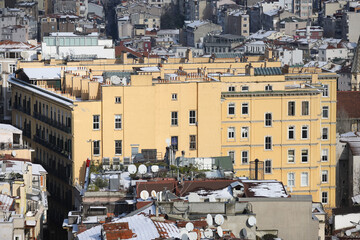 Aerial View of Istanbul City in Snowy day