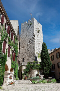 Gothic Duino castle on a cliff over the Gulf of Trieste (Adriatic sea), Italy. The castle dates back to 1389.
