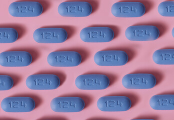 Close up of different pills for the hiv infection treatment. PrEP Pills for Pre-Exposure Prophylaxis to help protect people from HIV.