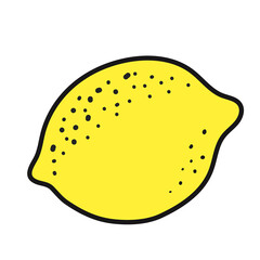 Fresh ripe lemon in doodle style. Whole fruit. Yellow Citrus. Healty detox food. Vector flat illustration isolated on white background