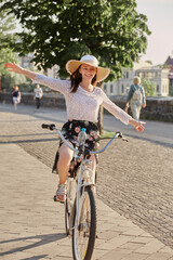 girl cyclist biking