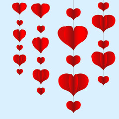 Fototapeta na wymiar Garlands of paper hearts. Vector illustration.