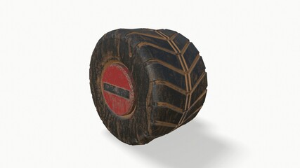 Winter tyre Car wheel on white background. Clipping path included. 3d illustration 3d rendering