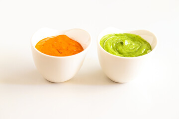 Two most popular Canary Islands popular sauses Mojo picon (Red hot sause) and  Mojo verde (Green sauce) are usually eaten with Papas Arrugadas (wrinkly potatoes).
