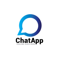 Obraz premium app chat talk bubble logo icon vector template.
