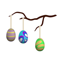 Easter Eggs Hanged On Tree Branch Icon