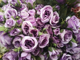 violet color Rose handmade Artificial bouquet flowers decoration ornamental background vintage for greeting card celebration event design Retro, fabric and plastic, Valentine Day, love symbol