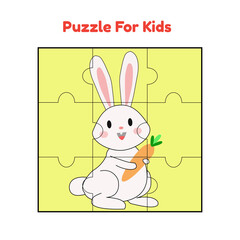 
Puzzle Jigsaw Game Animal Rabbit for Kids Jigsaw Cartoon Vector