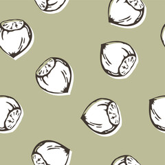 Hazelnut chestnut pattern. Vector seamless background ready for printing on textile and other seamless design.