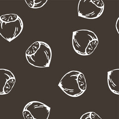 Hazelnut chestnut pattern. Vector seamless background ready for printing on textile and other seamless design.