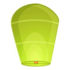 Green floating lantern icon. Cartoon of green floating lantern vector icon for web design isolated on white background