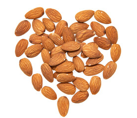 almond nuts on white background