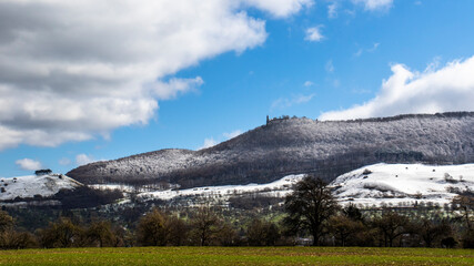 Burg Teck mit Neuschnee, Owen, Baden-W&uuml;rttemberg