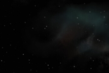 Star field in galaxy space with colorful nebula. Sci fi background of deep space. Ethereal wallpaper.