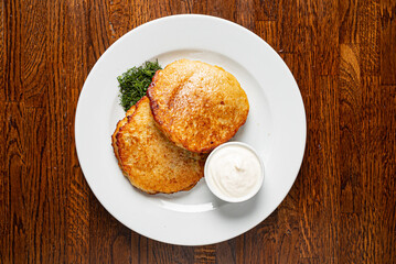 potato pancakes with sour cream