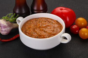 Famous Spanish gazpacho tomato soup