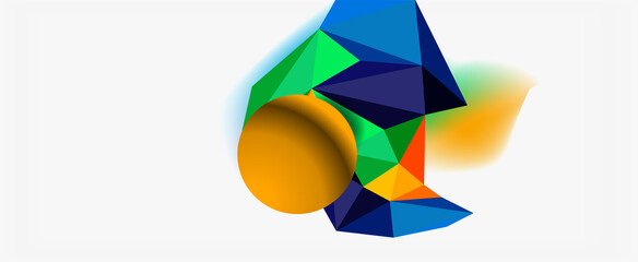 Trendy 3d geometric composition, design template for business or technology presentation, internet poster or web brochure cover