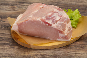 Raw pork meat piece for cooking