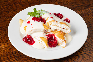 pancakes with cream cheese and jam