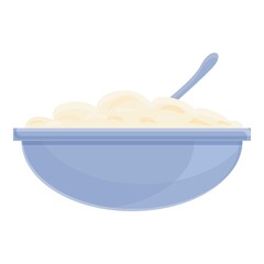 White cheese bowl icon. Cartoon of white cheese bowl vector icon for web design isolated on white background