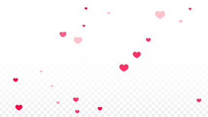 Hearts Confetti Falling Background. St. Valentine's Day pattern. Romantic Scattered Hearts Design Element. Love. Sweet Moment. Gift. Cute Element of Design for Sales or Celebration.