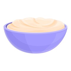 Milk cream bowl icon. Cartoon of milk cream bowl vector icon for web design isolated on white background