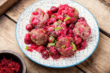 Syrian kyufta with cherry