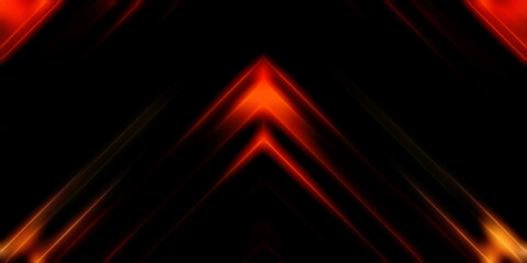 Abstract shining geometric lights background. Fractal symmetric graphic illustration. Intersecting glowing and shimmering bars.