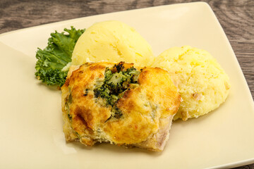 Roasted pangasius fillet with mashed potato