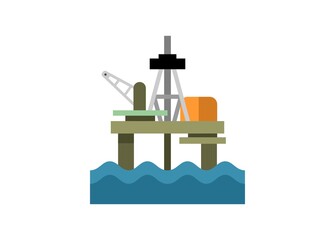 Offshore oil rig. Simple flat illustration.