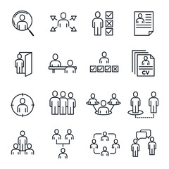 Fototapeta premium Recruitment set Icon. Head Hunting Related Vector symbol for your infographics web site design illustration