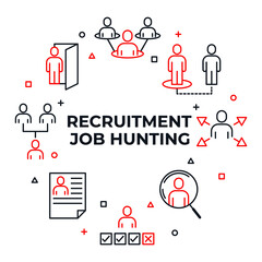 Recruitment set Icon. Head Hunting Related Vector symbol for your infographics web site design illustration